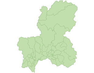 岐阜県　黄緑　地図　イラスト