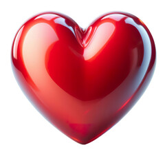 Glossy red Heart Shape, Love Symbol, Valentine's Day, Romantic, Shiny, Affection, Passion, 3D Render isolated PNG