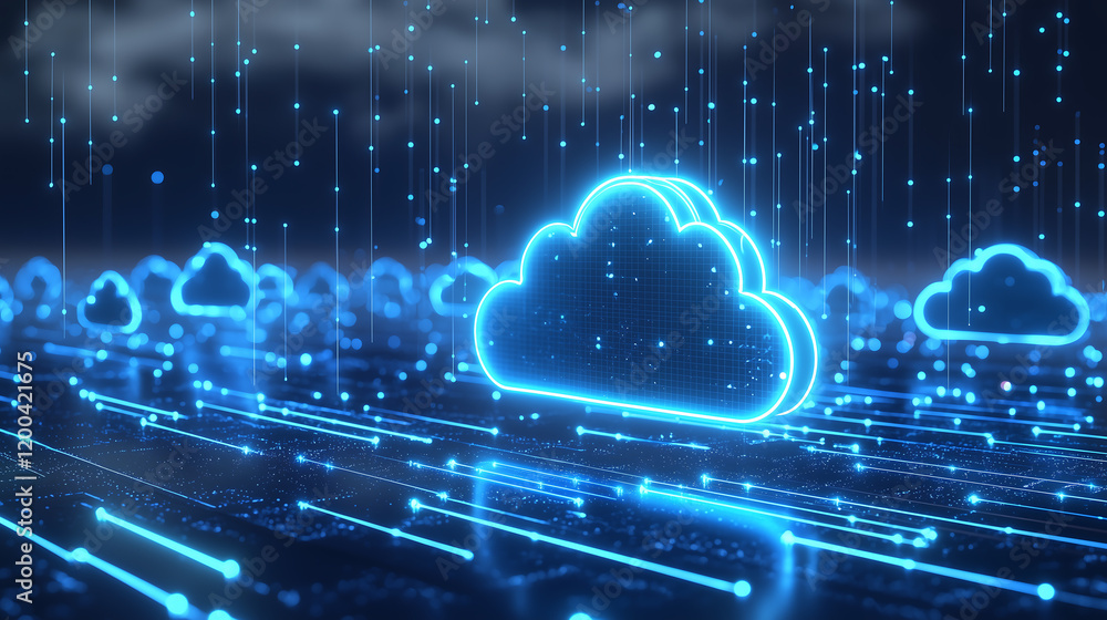 Poster digital cloud computing network data flow, server, storage, technology