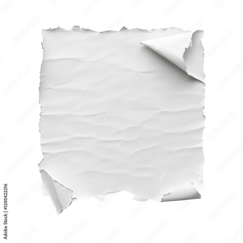 Poster torn piece of transparent paper isolated on a transparent background highlighting texture and edges,