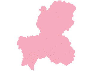 岐阜県　ピンク　地図　斑点　イラスト