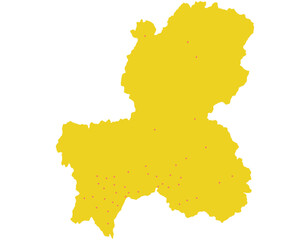 岐阜県　黄色　地図　斑点　イラスト