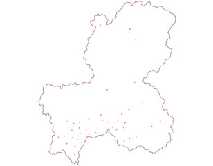 岐阜県　地図　白色　斑点　イラスト