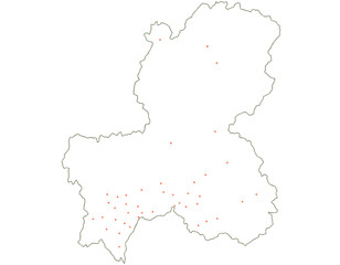 岐阜県　地図　白色　斑点　イラスト