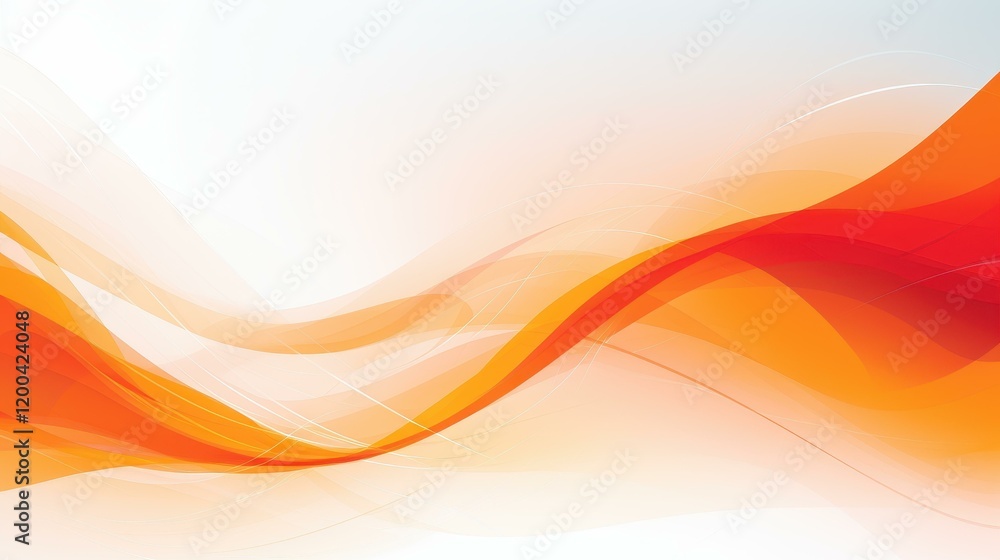 Poster experience the beauty of abstract art with flowing ribbons in vivid red and orange hues, creating a 