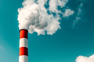 Morning light emphasizes the smoke billowing from the industrial food factory