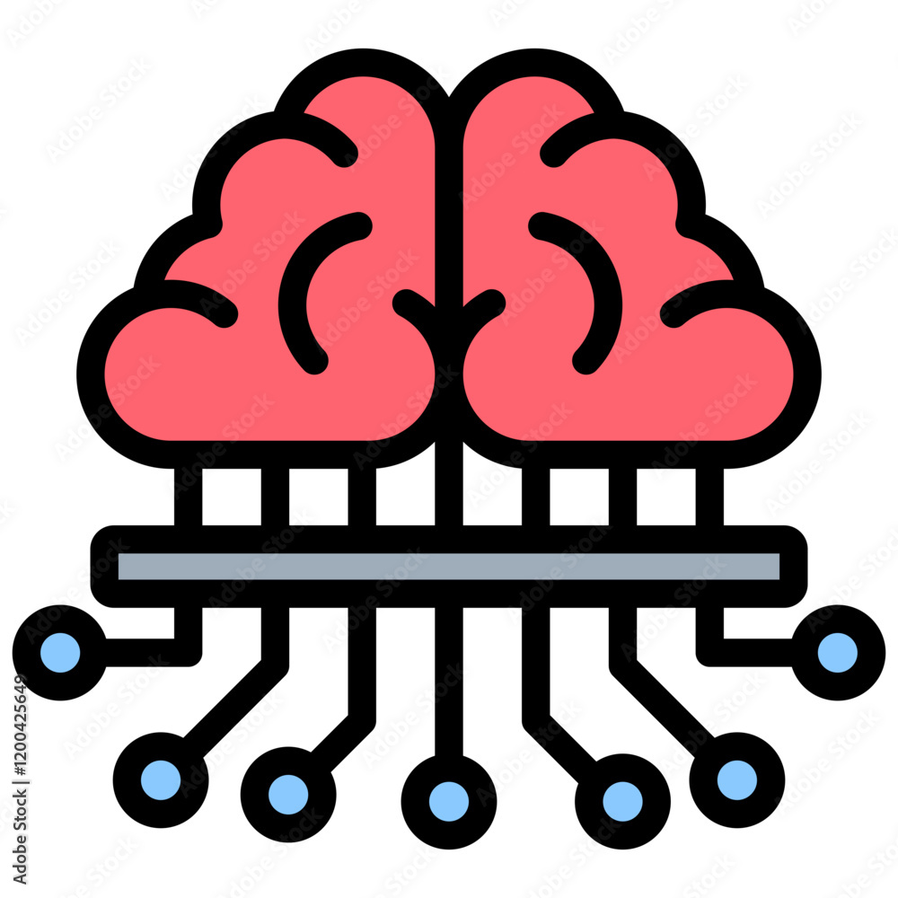 Poster deep learning outline color icon
