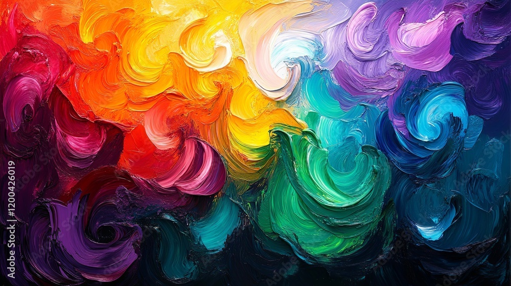 Aufkleber colorful abstract painting with vibrant swirls capturing dynamic movement and artistic expression in