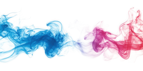 flowing design of colorful smoke in shades of blue and pink. creating an ethereal and dynamic visual effect against a white background this abstract representation can be used for various creative pro