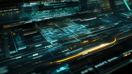 Obraz premium Futuristic digital interface with data visualization.