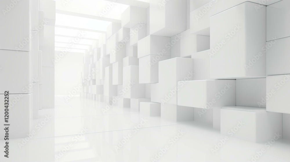 Poster a minimalist backdrop featuring random white cubes, perfect for a clean and modern aesthetic in any 