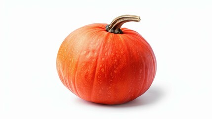 A vibrant orange pumpkin stands out against a crisp white background, perfect for fallthemed designs.