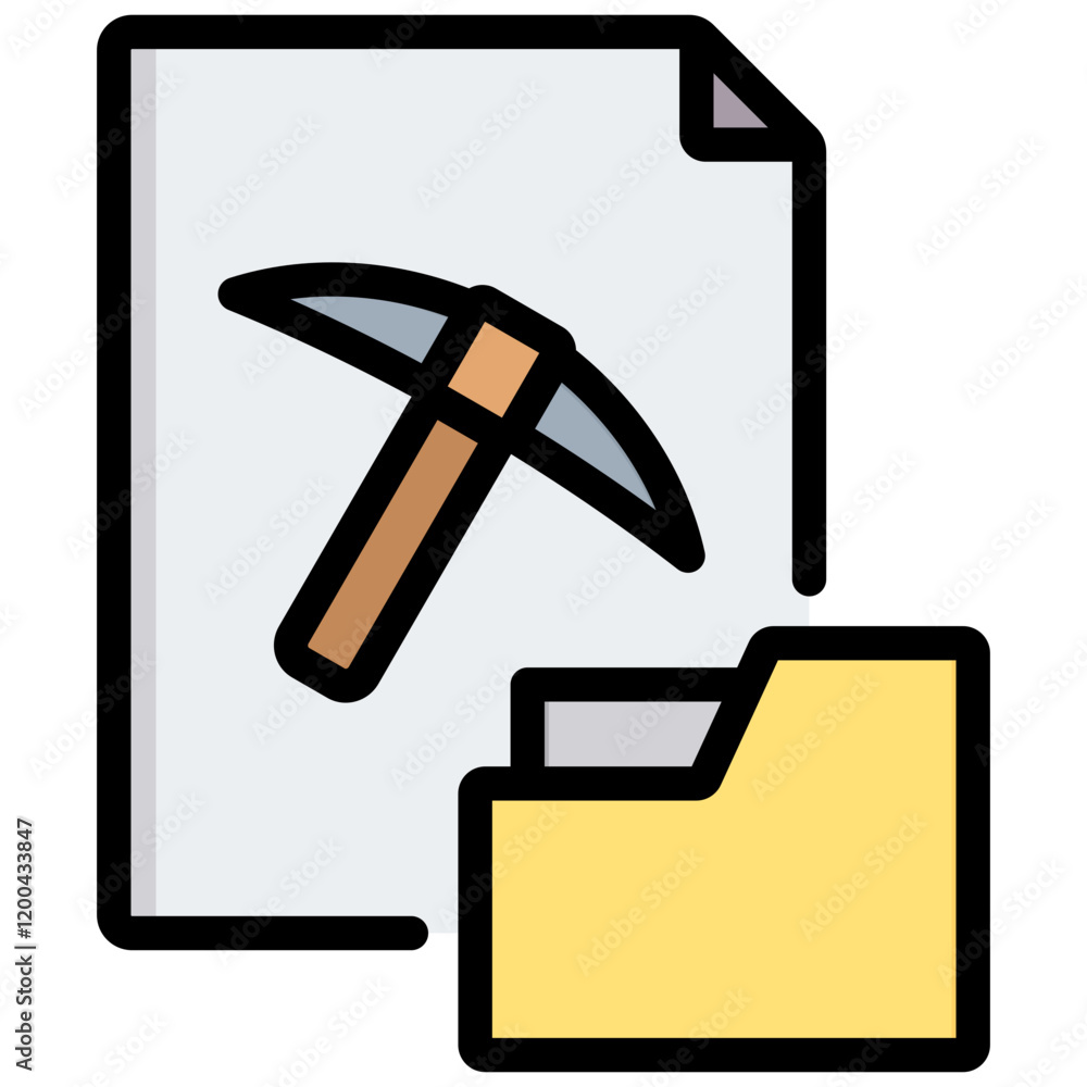 Poster data mining outline color icon