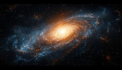 Fototapeta premium Stunning View of Spiral Galaxy and Stars in Space with Vibrant Colors and Cosmic Dust
