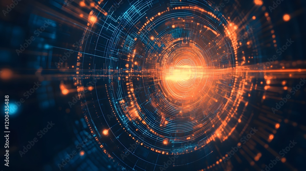 Poster abstract digital tunnel data stream visualization