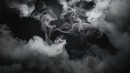 An ethereal swirl of white smoke against a dark background, creating a mysterious and dramatic atmosphere.