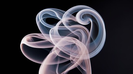 A mesmerizing swirl of light, fluid smoke patterns intertwining gracefully against a dark backdrop, creating a sense of ethereal beauty.