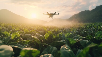 Ultra detailed, photorealistic early summer morning in a farm with rows of fresh dill