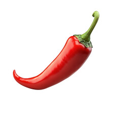 vibrant red chili pepper. showcasing its glossy texture and curved shape against a white background it emphasizes the pepper's natural beauty and could be used for culinary purposes. recipes. or food-