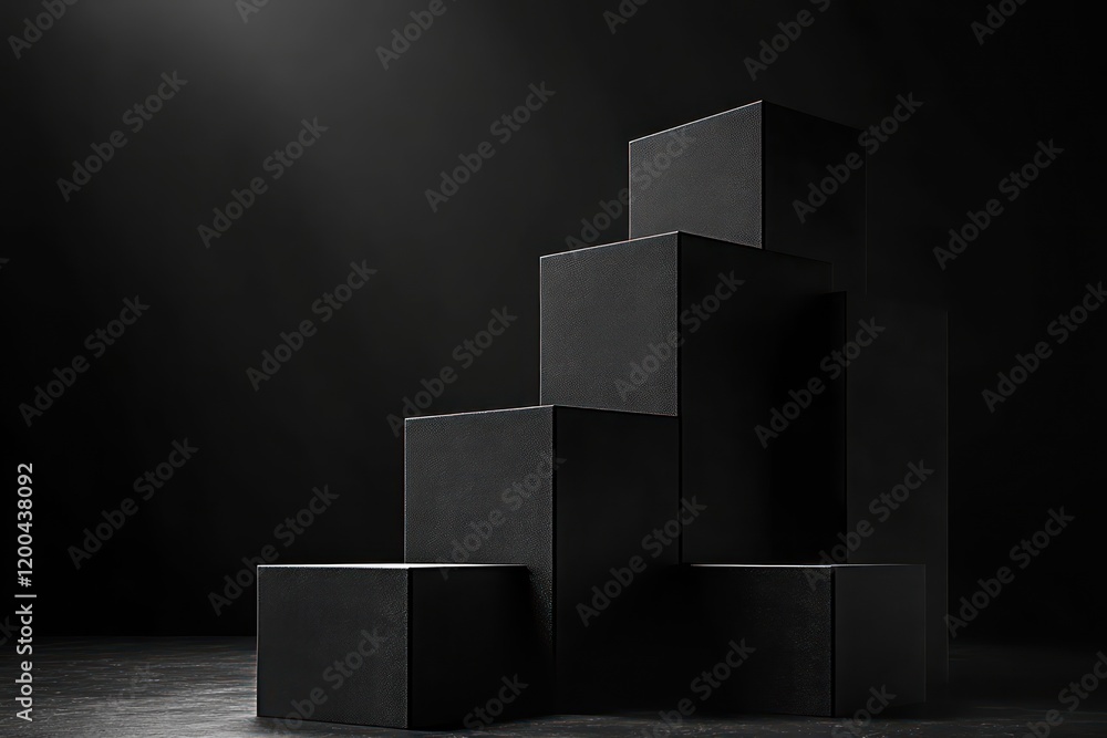 Poster black cube minimalist still life abstract geometric display podium stage empty showcase modern desig