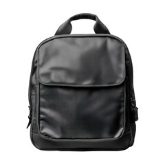 Fototapeta premium sleek black backpack designed for everyday use. showcasing a minimalist aesthetic with a front flap pocket and a sturdy handle it is suitable for carrying personal items. school supplies. or work esse