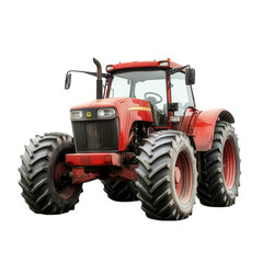 Obraz premium a red agricultural tractor with large tires. designed for farming tasks such as plowing. tilling. and harvesting its robust build and powerful engine make it suitable for various agricultural operatio