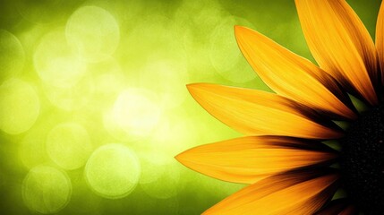 Obraz premium Close-up of vibrant yellow flower petals against a soft green bokeh background.