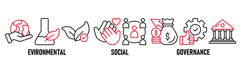 ESG banner web icon vector illustration for Environment Social Governance of corporate sustainability performance for investment screening