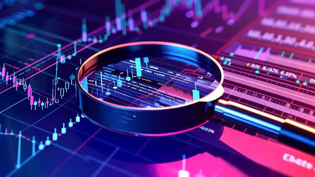 Data analysis and search engine optimization (SEO) concept, highlighted with a magnifier symbol, Ai Generated
