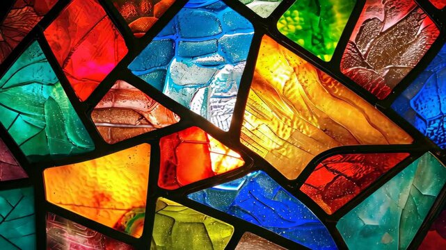A vibrant background mimicking the beauty of colorful stained glass windows. Ai Generated