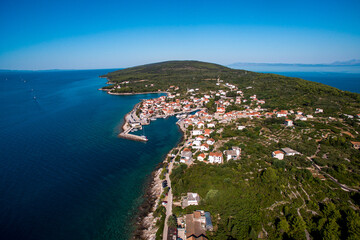 Scenic Aerial View of Sucuraj Town on Hvar Island, Southern Croatia. Pristine Beaches,...