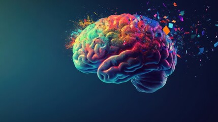 Fototapeta premium The Colorful Mind: A Vivid Representation of the Human Brain's Creative Power and Exploding Imagination