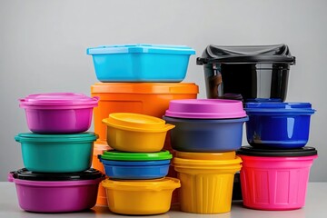 Colorful Plastic Containers Storage Organization Home Kitchen Utility Bright