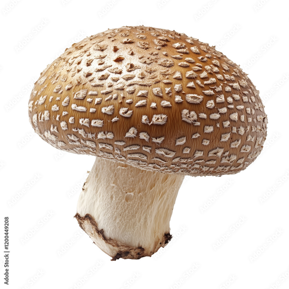 Poster fresh shiitake mushroom with unique texture displayed on a clean transparent background for culinary