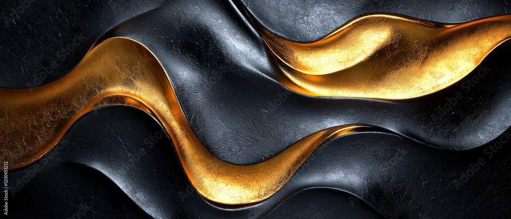 Poster abstract background of sleek black and gold abstract waves create striking visual contrast