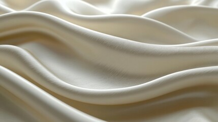 Obraz premium Elegant cream satin fabric drapes; luxurious textile texture background; ideal for fashion or design