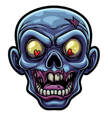 Fototapeta premium Colorful Cartoon Zombie Head Illustration with Transparent Background for Halloween Designs and Creative Projects