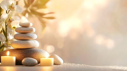 stacked stones and candles for a health and wellness site or blog header