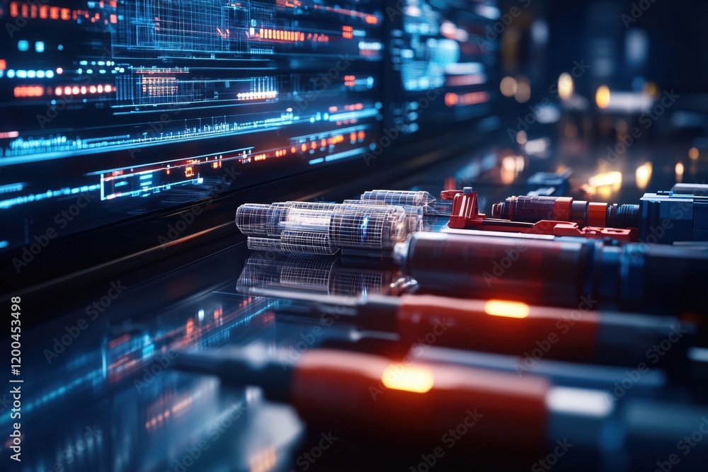 Aufkleber futuristic technology design wireframe model screen display