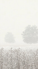 vibrant oil paint landscape Impressionist Artwork brushstroke wallpaper background Foggy Meadow Light Misty Field Lone Tree Dreamy Atmosphere Tranquil Morning Ethereal Gentle fine Post-Impressionist
