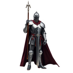 Fototapeta premium Medieval Knight Illustration on Transparent Background with Lance and Armor for Design Overlays
