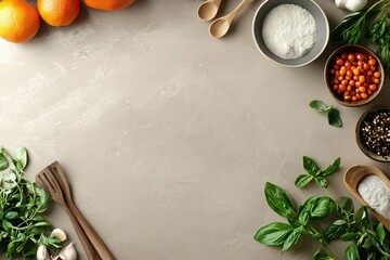 Fresh Ingredients Cooking Background Food Photography  Neutral Tones Recipe Design