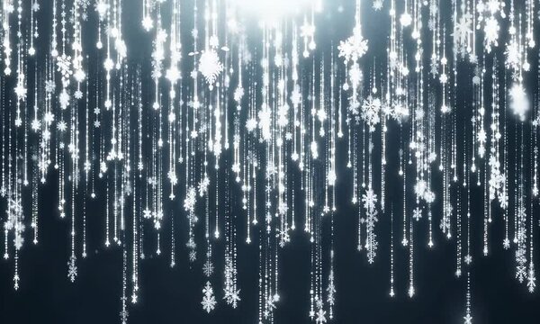 Snowflakes Gently Falling Against a Black Background