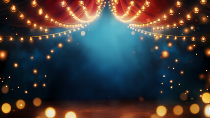 Circus or carnival frame background , circus tent background with copy space. Vintage Carnival Lights. Illustration