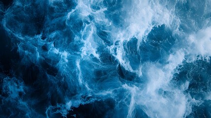 Obraz premium Turbulent ocean waves, aerial view, abstract texture, background for design