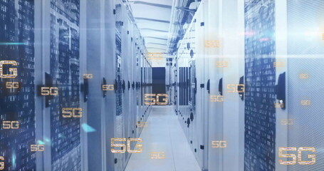 Image of 5g text and data processing over computer servers