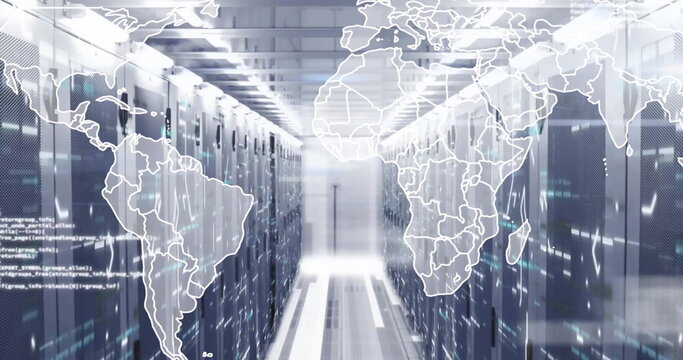 Image of world map and data processing over computer servers - Powered by Adobe
