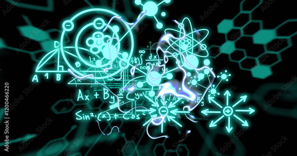 Poster image of data processing over mathematical equations and figures