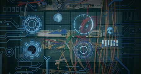 Image of network of connections and data processing over computer servers