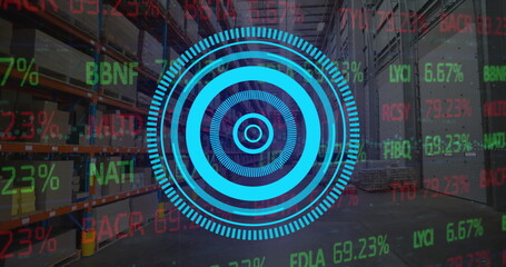 Image of scope and financial data processing over warehouse